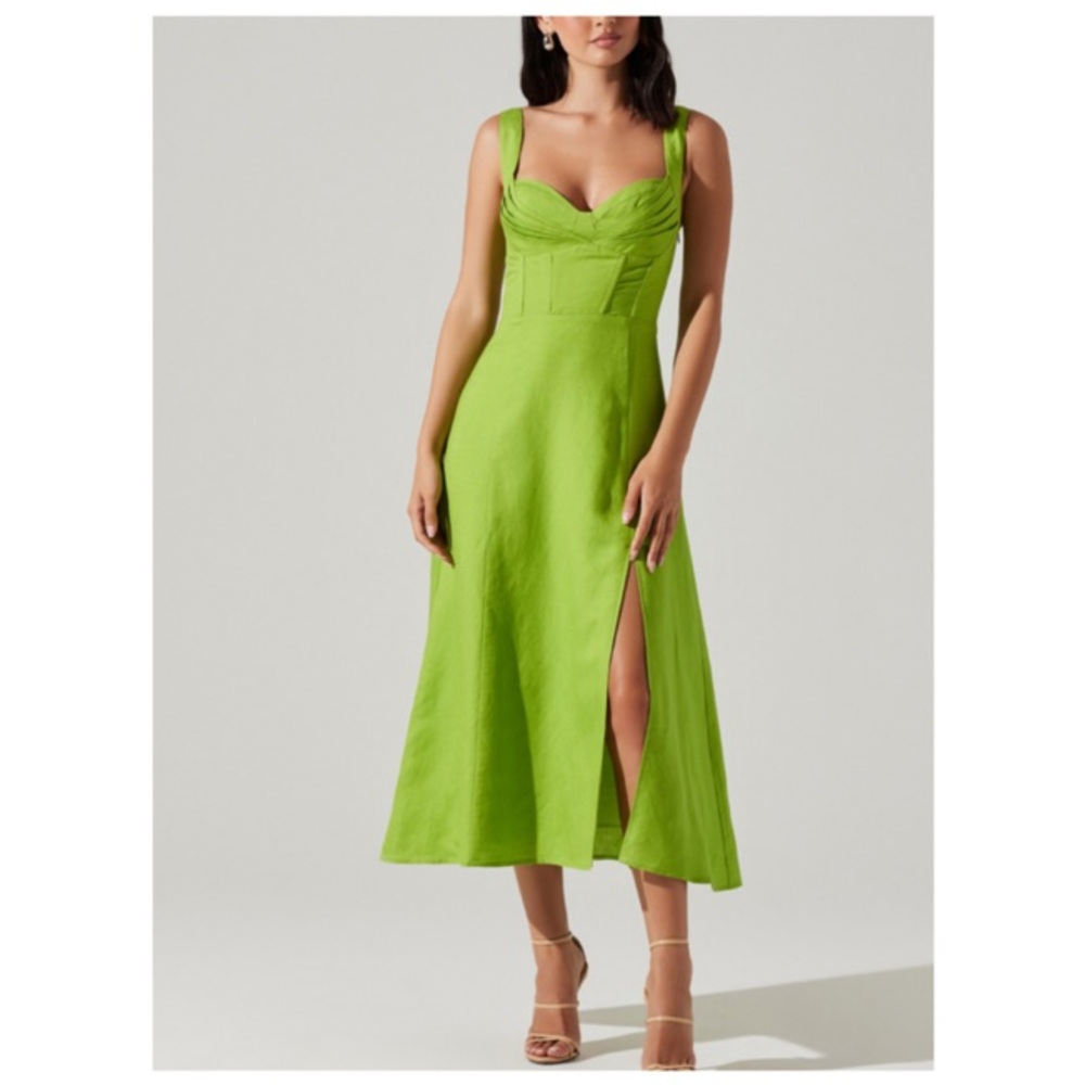 Astr Lime Green Midi Dress
